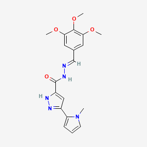 molecular formula C19H21N5O4 B11665596 3-(1-methyl-1H-pyrrol-2-yl)-N'-[(E)-(3,4,5-trimethoxyphenyl)methylidene]-1H-pyrazole-5-carbohydrazide 