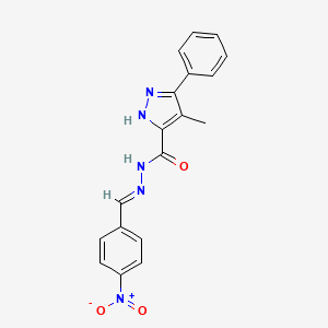 (E)-4-methyl-N'-(4-nitrobenzylidene)-3-phenyl-1H-pyrazole-5-carbohydrazide