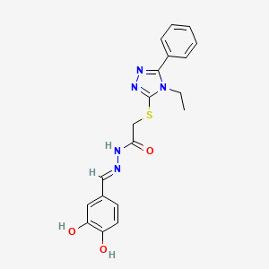 molecular formula C19H19N5O3S B11665635 N'-[(E)-(3,4-dihydroxyphenyl)methylidene]-2-[(4-ethyl-5-phenyl-4H-1,2,4-triazol-3-yl)sulfanyl]acetohydrazide 