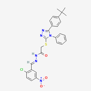 molecular formula C27H25ClN6O3S B11665640 2-{[5-(4-tert-butylphenyl)-4-phenyl-4H-1,2,4-triazol-3-yl]sulfanyl}-N'-[(E)-(2-chloro-5-nitrophenyl)methylidene]acetohydrazide CAS No. 303105-63-7