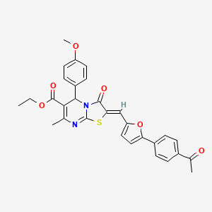 ethyl (2Z)-2-{[5-(4-acetylphenyl)furan-2-yl]methylidene}-5-(4-methoxyphenyl)-7-methyl-3-oxo-2,3-dihydro-5H-[1,3]thiazolo[3,2-a]pyrimidine-6-carboxylate