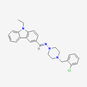 molecular formula C26H27ClN4 B11665666 4-(2-chlorobenzyl)-N-[(E)-(9-ethyl-9H-carbazol-3-yl)methylidene]piperazin-1-amine 