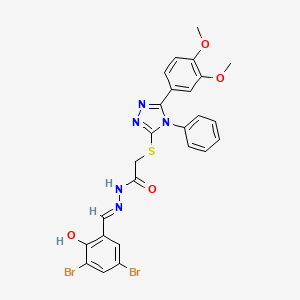 N'-[(E)-(3,5-dibromo-2-hydroxyphenyl)methylidene]-2-{[5-(3,4-dimethoxyphenyl)-4-phenyl-4H-1,2,4-triazol-3-yl]sulfanyl}acetohydrazide