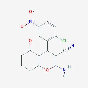 molecular formula C16H12ClN3O4 B11665680 2-amino-4-(2-chloro-5-nitrophenyl)-5-oxo-5,6,7,8-tetrahydro-4H-chromene-3-carbonitrile 