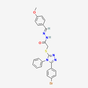 molecular formula C24H20BrN5O2S B11665682 2-{[5-(4-bromophenyl)-4-phenyl-4H-1,2,4-triazol-3-yl]sulfanyl}-N'-[(E)-(4-methoxyphenyl)methylidene]acetohydrazide 