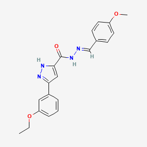 molecular formula C20H20N4O3 B11665695 3-(3-ethoxyphenyl)-N'-[(E)-(4-methoxyphenyl)methylidene]-1H-pyrazole-5-carbohydrazide 