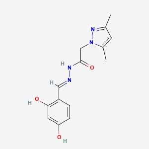 molecular formula C14H16N4O3 B11665715 N'-[(E)-(2,4-dihydroxyphenyl)methylidene]-2-(3,5-dimethyl-1H-pyrazol-1-yl)acetohydrazide 