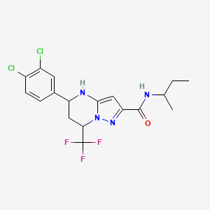 molecular formula C18H19Cl2F3N4O B11665756 N-(butan-2-yl)-5-(3,4-dichlorophenyl)-7-(trifluoromethyl)-4,5,6,7-tetrahydropyrazolo[1,5-a]pyrimidine-2-carboxamide 