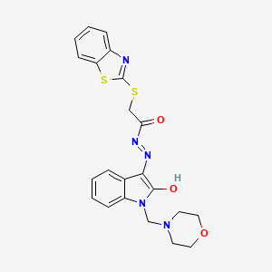 2-(1,3-benzothiazol-2-ylsulfanyl)-N'-[(3E)-1-(morpholin-4-ylmethyl)-2-oxo-1,2-dihydro-3H-indol-3-ylidene]acetohydrazide