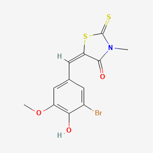 (5E)-5-[(3-bromo-4-hydroxy-5-methoxyphenyl)methylidene]-3-methyl-2-sulfanylidene-1,3-thiazolidin-4-one