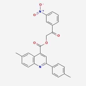 2-(3-Nitrophenyl)-2-oxoethyl 6-methyl-2-(4-methylphenyl)quinoline-4-carboxylate