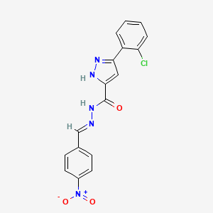 molecular formula C17H12ClN5O3 B11665834 3-(2-chlorophenyl)-N'-[(E)-(4-nitrophenyl)methylidene]-1H-pyrazole-5-carbohydrazide 