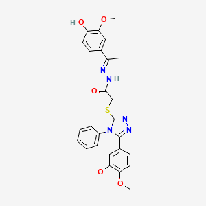 2-{[5-(3,4-dimethoxyphenyl)-4-phenyl-4H-1,2,4-triazol-3-yl]sulfanyl}-N'-[(1E)-1-(4-hydroxy-3-methoxyphenyl)ethylidene]acetohydrazide