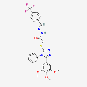 2-{[4-phenyl-5-(3,4,5-trimethoxyphenyl)-4H-1,2,4-triazol-3-yl]sulfanyl}-N'-{(E)-[4-(trifluoromethyl)phenyl]methylidene}acetohydrazide