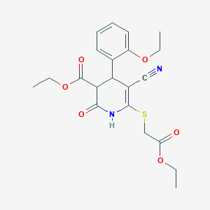 Ethyl 5-cyano-6-[(2-ethoxy-2-oxoethyl)sulfanyl]-4-(2-ethoxyphenyl)-2-oxo-1,2,3,4-tetrahydropyridine-3-carboxylate