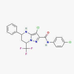 3-chloro-N-(4-chlorophenyl)-5-phenyl-7-(trifluoromethyl)-4,5,6,7-tetrahydropyrazolo[1,5-a]pyrimidine-2-carboxamide