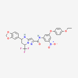 5-(1,3-benzodioxol-5-yl)-N-[3-(4-ethoxyphenoxy)-5-nitrophenyl]-7-(trifluoromethyl)-4,5,6,7-tetrahydropyrazolo[1,5-a]pyrimidine-2-carboxamide