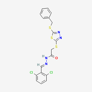 2-{[5-(benzylsulfanyl)-1,3,4-thiadiazol-2-yl]sulfanyl}-N'-[(E)-(2,6-dichlorophenyl)methylidene]acetohydrazide