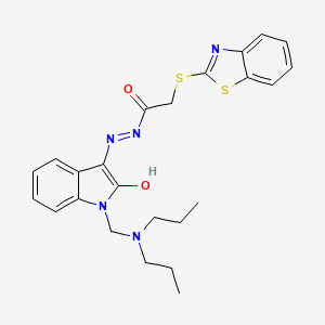 2-(1,3-benzothiazol-2-ylsulfanyl)-N'-{(3Z)-1-[(dipropylamino)methyl]-2-oxo-1,2-dihydro-3H-indol-3-ylidene}acetohydrazide