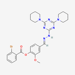 4-[(E)-{2-[4,6-di(piperidin-1-yl)-1,3,5-triazin-2-yl]hydrazinylidene}methyl]-2-methoxyphenyl 2-bromobenzoate