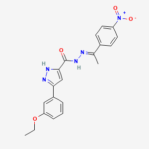 molecular formula C20H19N5O4 B11665996 3-(3-ethoxyphenyl)-N'-[(1E)-1-(4-nitrophenyl)ethylidene]-1H-pyrazole-5-carbohydrazide 