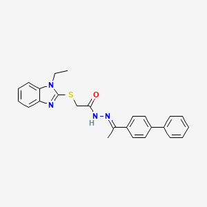 molecular formula C25H24N4OS B11666006 N'-[(E)-1-[1,1'-Biphenyl]-4-ylethylidene]-2-[(1-ethyl-1H-benzimidazol-2-YL)sulfanyl]acetohydrazide 