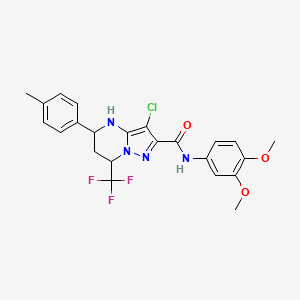 molecular formula C23H22ClF3N4O3 B11666037 3-chloro-N-(3,4-dimethoxyphenyl)-5-(4-methylphenyl)-7-(trifluoromethyl)-4,5,6,7-tetrahydropyrazolo[1,5-a]pyrimidine-2-carboxamide 