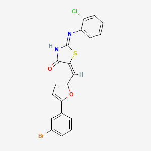 (2E,5E)-5-{[5-(3-bromophenyl)furan-2-yl]methylidene}-2-[(2-chlorophenyl)imino]-1,3-thiazolidin-4-one