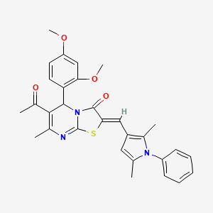 (2Z)-6-acetyl-5-(2,4-dimethoxyphenyl)-2-[(2,5-dimethyl-1-phenyl-1H-pyrrol-3-yl)methylidene]-7-methyl-5H-[1,3]thiazolo[3,2-a]pyrimidin-3(2H)-one