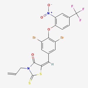 (5E)-5-{3,5-dibromo-4-[2-nitro-4-(trifluoromethyl)phenoxy]benzylidene}-3-(prop-2-en-1-yl)-2-thioxo-1,3-thiazolidin-4-one