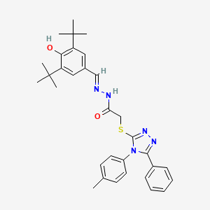 N'-[(E)-(3,5-di-tert-butyl-4-hydroxyphenyl)methylidene]-2-{[4-(4-methylphenyl)-5-phenyl-4H-1,2,4-triazol-3-yl]sulfanyl}acetohydrazide