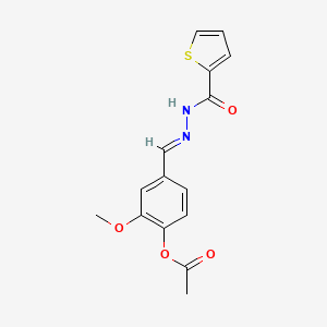 molecular formula C15H14N2O4S B11666108 2-methoxy-4-{(E)-[2-(thiophen-2-ylcarbonyl)hydrazinylidene]methyl}phenyl acetate 