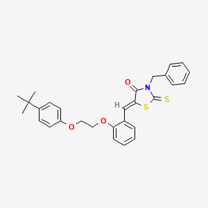 molecular formula C29H29NO3S2 B11666115 (5Z)-3-benzyl-5-{2-[2-(4-tert-butylphenoxy)ethoxy]benzylidene}-2-thioxo-1,3-thiazolidin-4-one 