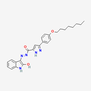 3-[4-(octyloxy)phenyl]-N'-[(3Z)-2-oxo-1,2-dihydro-3H-indol-3-ylidene]-1H-pyrazole-5-carbohydrazide