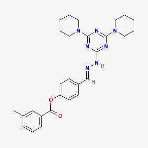 4-[(E)-{2-[4,6-di(piperidin-1-yl)-1,3,5-triazin-2-yl]hydrazinylidene}methyl]phenyl 3-methylbenzoate