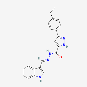 molecular formula C21H19N5O B11666157 3-(4-ethylphenyl)-N'-[(E)-1H-indol-3-ylmethylidene]-1H-pyrazole-5-carbohydrazide 