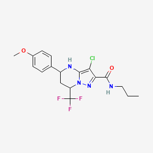 molecular formula C18H20ClF3N4O2 B11666191 3-chloro-5-(4-methoxyphenyl)-N-propyl-7-(trifluoromethyl)-4,5,6,7-tetrahydropyrazolo[1,5-a]pyrimidine-2-carboxamide 