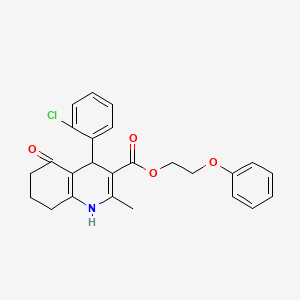 molecular formula C25H24ClNO4 B11666210 2-phenoxyethyl 4-(2-chlorophenyl)-2-methyl-5-oxo-4,6,7,8-tetrahydro-1H-quinoline-3-carboxylate 