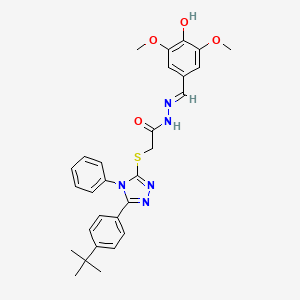 molecular formula C29H31N5O4S B11666216 2-{[5-(4-tert-butylphenyl)-4-phenyl-4H-1,2,4-triazol-3-yl]sulfanyl}-N'-[(E)-(4-hydroxy-3,5-dimethoxyphenyl)methylidene]acetohydrazide 