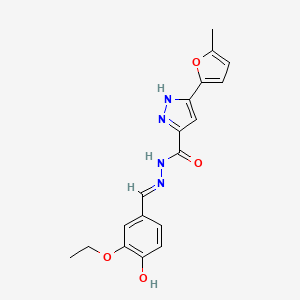 molecular formula C18H18N4O4 B11666237 N'-[(E)-(3-ethoxy-4-hydroxyphenyl)methylidene]-3-(5-methylfuran-2-yl)-1H-pyrazole-5-carbohydrazide 