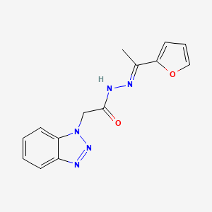 molecular formula C14H13N5O2 B11666244 2-(1H-benzotriazol-1-yl)-N'-[(1E)-1-(furan-2-yl)ethylidene]acetohydrazide 