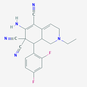 molecular formula C20H17F2N5 B11666285 6-amino-8-(2,4-difluorophenyl)-2-ethyl-2,3,8,8a-tetrahydroisoquinoline-5,7,7(1H)-tricarbonitrile 