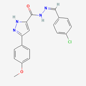 molecular formula C18H15ClN4O2 B11666286 (Z)-N'-(4-chlorobenzylidene)-3-(4-methoxyphenyl)-1H-pyrazole-5-carbohydrazide 