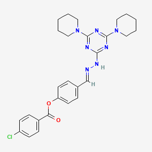 4-[(E)-{2-[4,6-di(piperidin-1-yl)-1,3,5-triazin-2-yl]hydrazinylidene}methyl]phenyl 4-chlorobenzoate