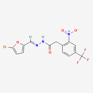 N'-[(E)-(5-bromofuran-2-yl)methylidene]-2-[2-nitro-4-(trifluoromethyl)phenyl]acetohydrazide