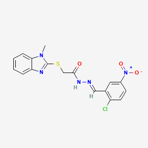 molecular formula C17H14ClN5O3S B11666355 N'-[(E)-(2-chloro-5-nitrophenyl)methylidene]-2-[(1-methyl-1H-benzimidazol-2-yl)sulfanyl]acetohydrazide 