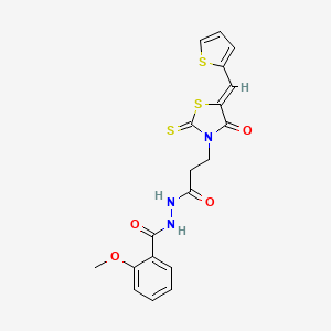 2-methoxy-N'-{3-[(5Z)-4-oxo-5-(thiophen-2-ylmethylidene)-2-thioxo-1,3-thiazolidin-3-yl]propanoyl}benzohydrazide