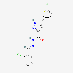 N'-[(E)-(2-chlorophenyl)methylidene]-3-(5-chlorothiophen-2-yl)-1H-pyrazole-5-carbohydrazide