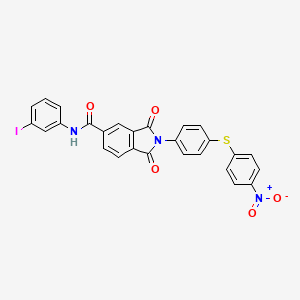 molecular formula C27H16IN3O5S B11666413 N-(3-iodophenyl)-2-{4-[(4-nitrophenyl)sulfanyl]phenyl}-1,3-dioxo-2,3-dihydro-1H-isoindole-5-carboxamide 