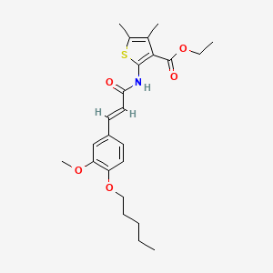 molecular formula C24H31NO5S B11666447 ethyl 2-({(2E)-3-[3-methoxy-4-(pentyloxy)phenyl]prop-2-enoyl}amino)-4,5-dimethylthiophene-3-carboxylate 